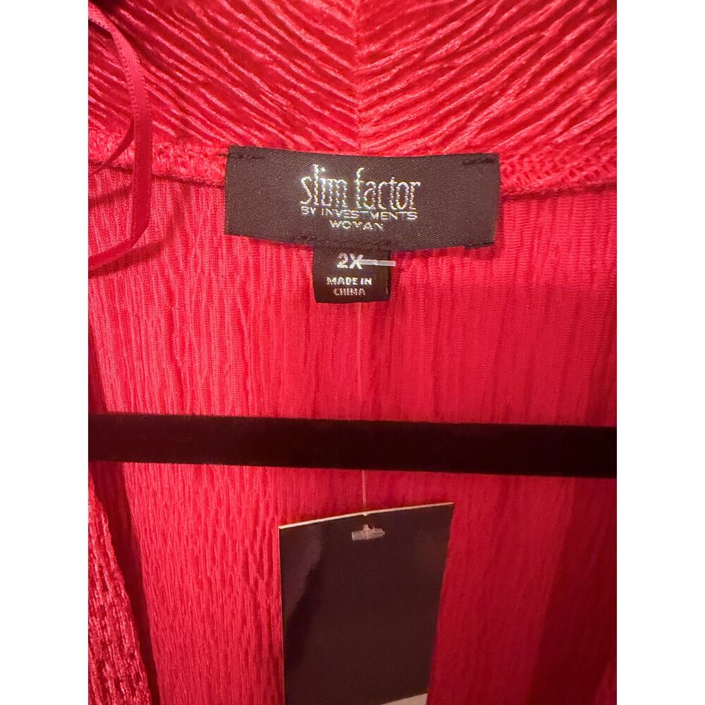 Slim Factor Red Velvet Cardigan Size 2X New With Tag - Picture 3 of 4